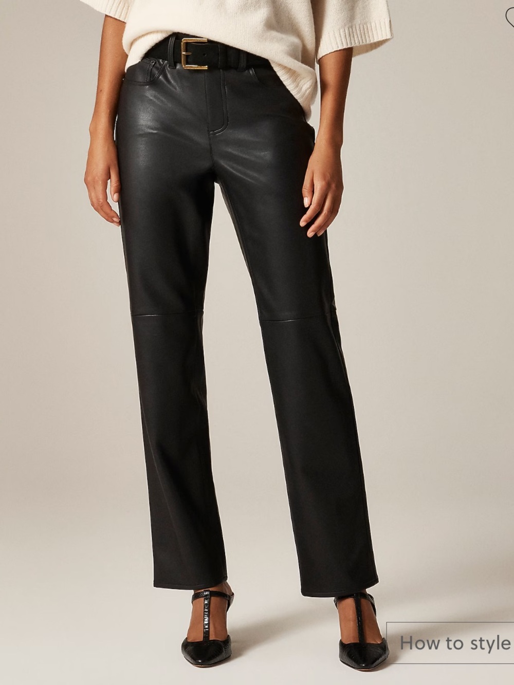 NWT JCrew Black Faux Leather Straight-Leg Jeans - Women